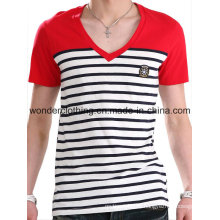 Streifen mit Kontrast Stoff Männer Baumwolle / Spandex Jersey T-Shirt